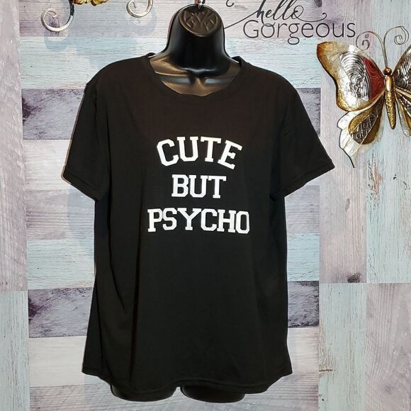 Cute But Psycho Black Tee T-Shirt, Ladies Sz L? - Picture 1 of 5